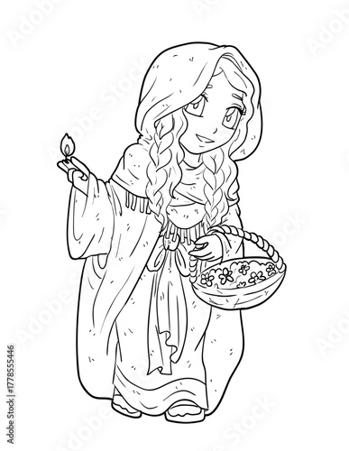 Mary Magdalene with Light and Basket Coloring Page