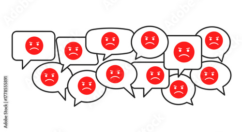 Angry feedback and negative reviews in speech bubbles concept