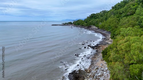Wallpaper Mural Aerial Pan Over Rocky Tropical Coastline in Queensland Torontodigital.ca
