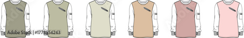 A collection of fashion technical flat drawings for a women's sleeveless top, featuring a diagonal zipper detail and presented in a variety of modern colorways