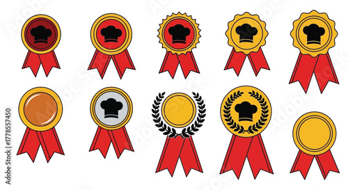 Chef awards vector graphic set culinary excellence achievement
