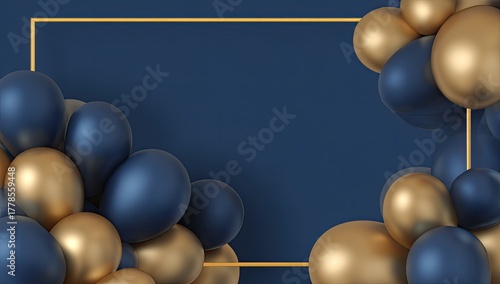 Elegant Gold and Blue Balloons Festive Design