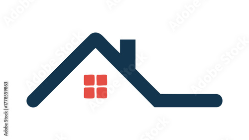 Home roof icon with red window logo