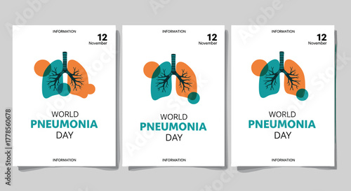 World Pneumonia Day posters vector illustration for medical awareness campaign isolated on white background