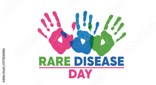 Rare Disease Day vector illustration colorful handprints symbolize support and awareness perfect for advocacy and educational campaigns