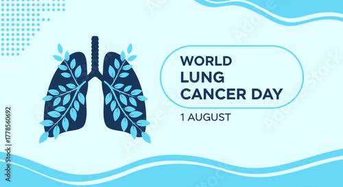 World Lung Cancer Day illustration stylized lungs with leaves vector design for awareness campaigns and medical infographics