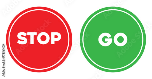 Stop and Go sign in illustration. Warning Stop Traffic Road Sign. Road safety sign board symbols .Traffic control signs. 