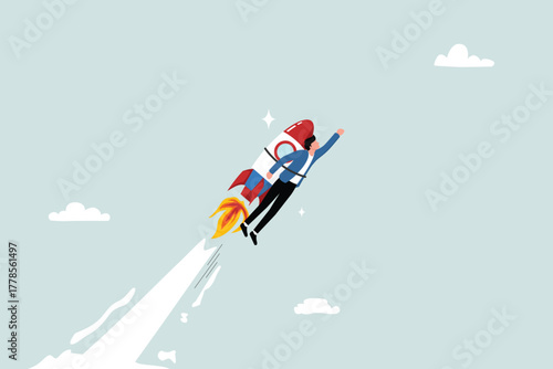 Whether launching a business, starting a new job, or accelerating growth towards success, innovation of the concept of excellence, entrepreneurs with rocket boosters are hurtling towards new challenge