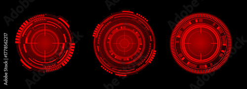 Glowing red elements draw players into the game world, symbolizing focus, aim, and digital accuracy.