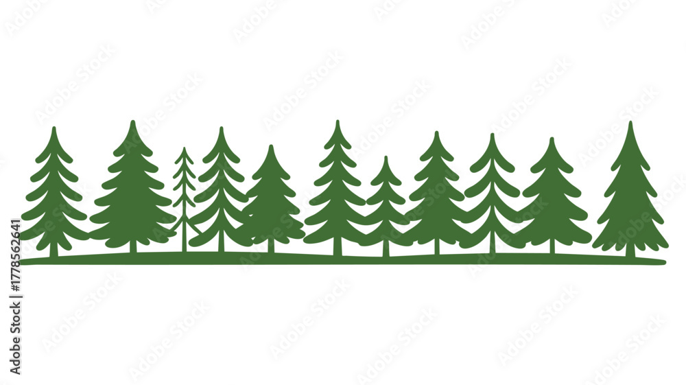 Obraz premium Forest of green pine tree icon