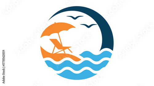 Beach vacation travel logo icon
