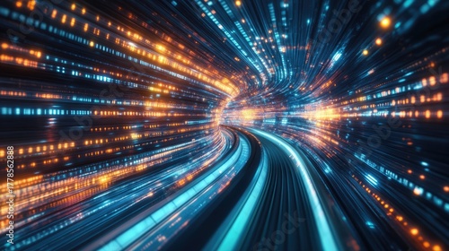 Futuristic Data Tunnel - A High-Speed Digital Journey.
