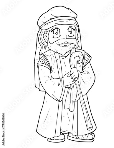 Noah with Shepherd's Staff Coloring Page