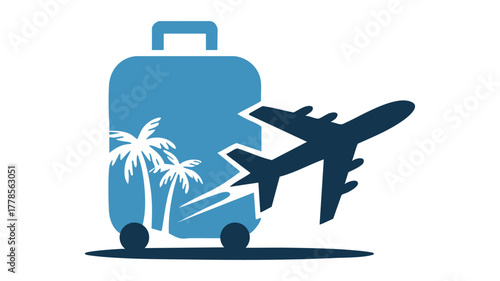 Tropical travel suitcase flight