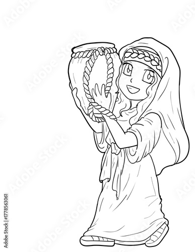 Rebekah with Water Jar Coloring Page