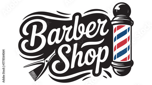 Barber shop logo with pole icon