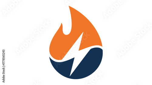 Fire water lightning energy logo