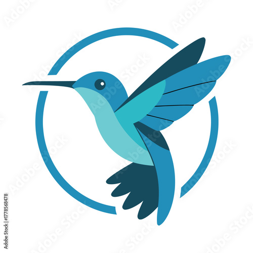 Blue flying hummingbird vector