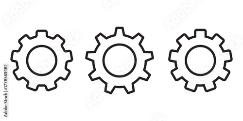 Gear setting icon set, containing Cog wheel, Gear wheel symbol, Vector illustration.