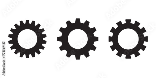 Gear setting icon set, containing Cog wheel, Gear wheel symbol, Vector illustration.