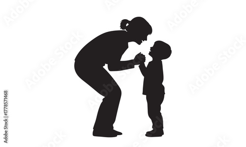 Mother and Child Holding Hands Silhouette Family Love Vector