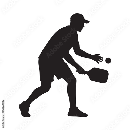 Pickleball Player Playing Racket Sport Silhouette