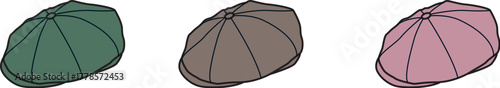Umbrella Variety A Trio of Stylish Parasols in Green, Brown, and Pink, Perfect for Sunny Days