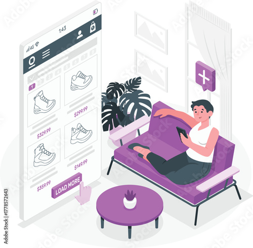 Woman shopping for shoes online on a smartphone mobile