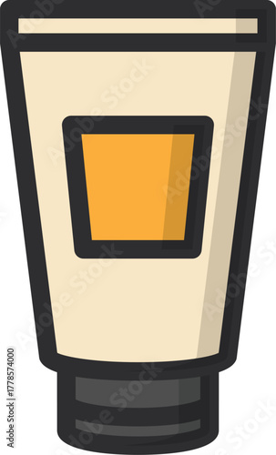 Cosmetic tube vector icon for skincare and beauty products. Simple filled outline illustration of a cream or lotion container