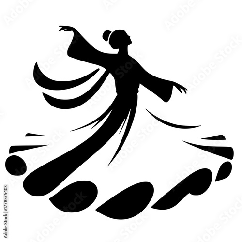 Minimalist Sufi dance silhouette