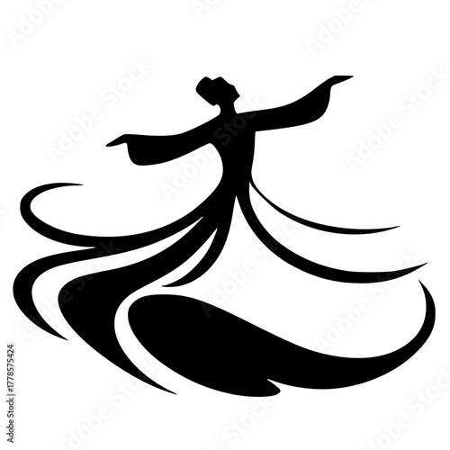 Minimalist Sufi dance silhouette