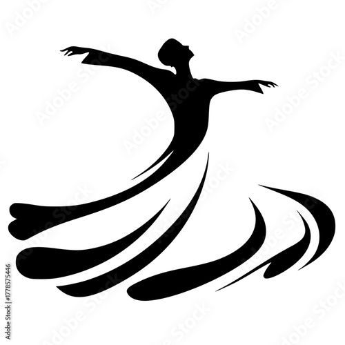 Minimalist Sufi dance silhouette