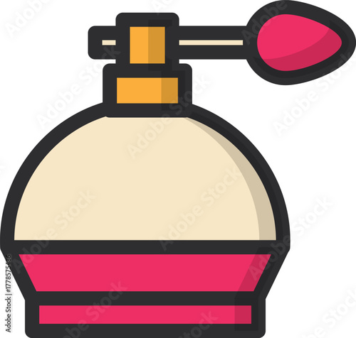 Elegant perfume bottle illustration with a classic spray pump, symbolizing personal fragrance, beauty, and cosmetic accessories