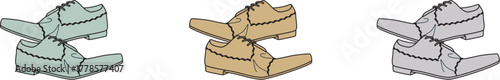A colorful selection of classic men's dress shoes, an illustrated collection of stylish formal footwear