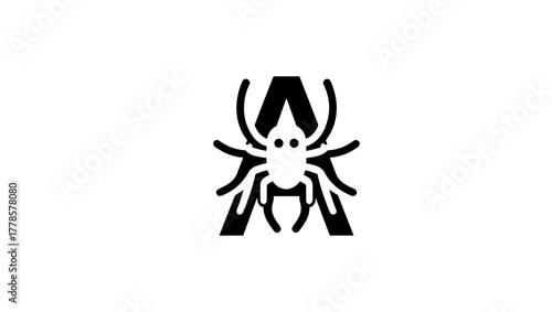 lettre a spider logo, spider vector, spider icon in black and white and silhouettes, spider, insect, vector, animal, symbol, icon, illustration, arachnid, bug, web, black, danger, nature  halloween
