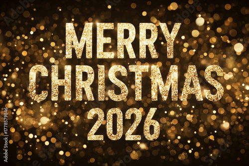 Sparkling Golden Background with Bold Festive 