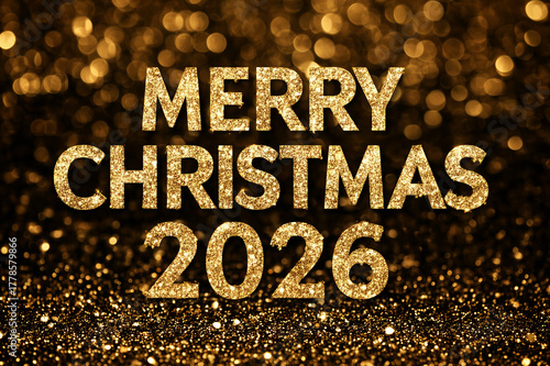 Sparkling Golden Background with Bold Festive 