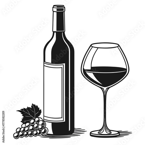 wine bottle and glass