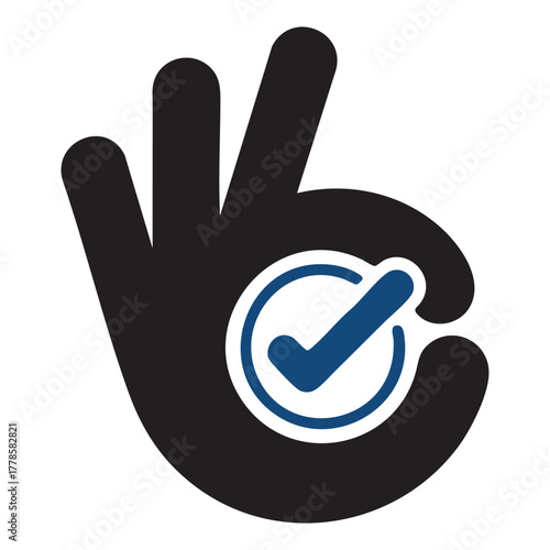 Ok gesture hand with a checkmark
