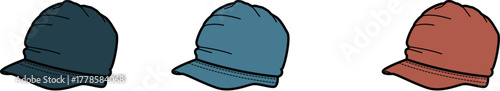 Color Gradient Baseball Caps Illustration A Set of Headwear in Varying Hues, Ready for Use