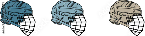 Canvas Print Ice Hockey Helmets in Various Color Options for Protection and Style