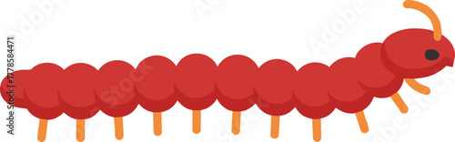 Cartoon Flat Design Centipede Insect Bug Crawling Creature Illustration