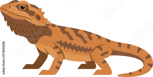 Simple Flat Design Standing Bearded Dragon Pet Animal Illustration