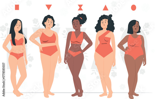 Diverse Women Body Types Illustrated in Underwear diversity illustration