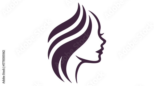 Woman profile flowing hair logo