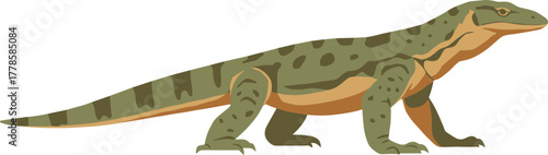 Simple Illustration Komodo Dragon Reptile Wild Creature Animal Isolated Design