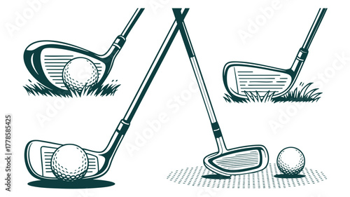 Golf clubs and balls illustration