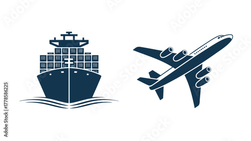 Worldwide cargo transport icons