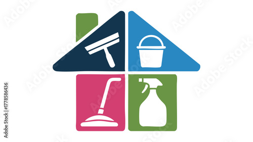Home cleaning services logo icon
