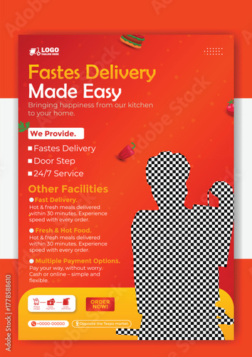 Delivery man with bicycle delivering food during pandemic in the city